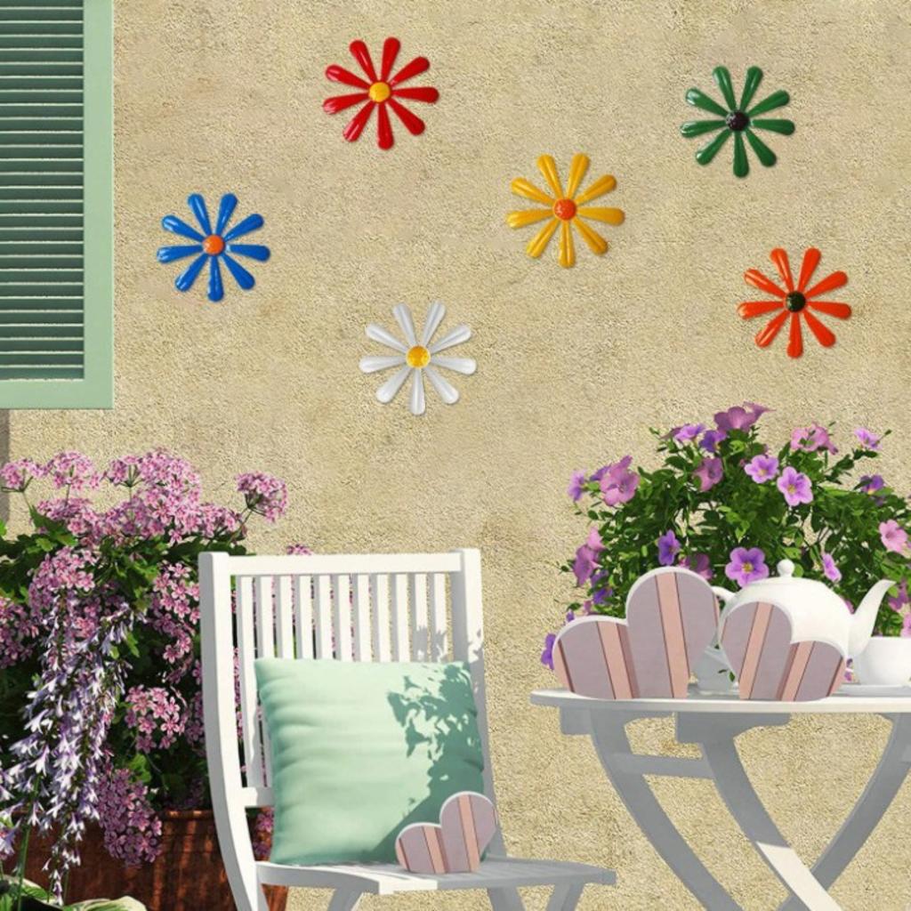 6PCS Metal Outdoor Wall Decoration Flower  Decoration Ornaments