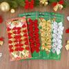 240/12PCS Mini Christmas Bow Ornaments Red Gold Xmas Tree Hanging Pendant DIY Craft New Year Home Party Decoration Bowknot Gifts