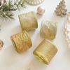 Translucent Polyester Ribbon for Bows 2.5" X 2.2 Yards Gold Sheer Christmas Tree Decoration and Festival Atmosphere Home Decor Gift Wrapping,