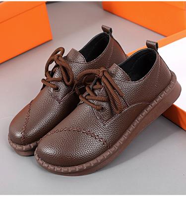 Damen Komfort-Ballerinas - Leder-Schnürschuhe mit rutschfester, gepolsterter Sohle, Frühling/Herbst Freizeitschuhe für Mütter