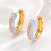 Vintage New Trend Colorful Enamel Flowers Cute Huggies Hoop Earrings for Women Boho Unique Round Ear Buckle Fashion Jewelry Gift