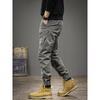 Fashion Slim Tie One's Feet Men's Cargo Pants Classic Pocket Street Casual Button Youth Solid Color All-match Male Trousers