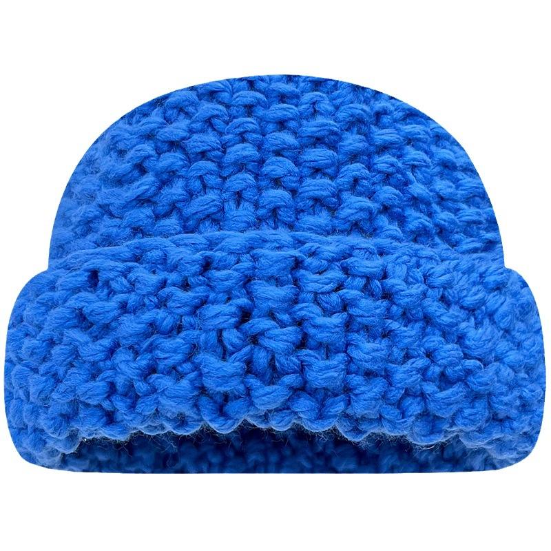 Color versatile thick thread knitted pineapple pattern wool hat women's autumn and winter thickened warm face small knitted hat