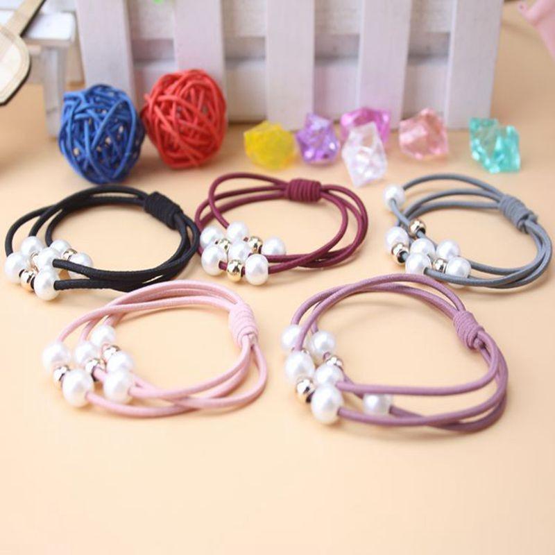 Pearl Hair Tie: Three-Layer Nine-Bead Headwear Accessory