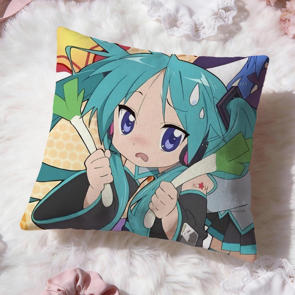 L-Lucky Star Anime Cushion Cover Premium Comfort Reversible Pillow Cove -Two In One Design for Any Room & Car Interior