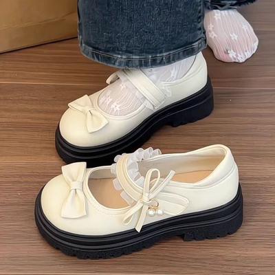 Japanese Popular Lolita Platform Small Leather Shoes Mary Jane Women's Shoes Bow Student Flat Shoes 2025 New