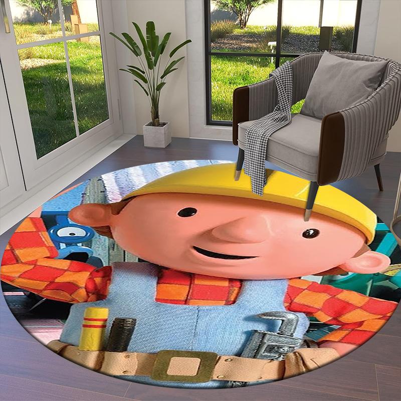 Bob der Baumeister Runder Teppich, Teppich für Wohnzimmer Schlafzimmer Sofa Spielzimmer Dekoration, Rutschfeste Fußmatte38