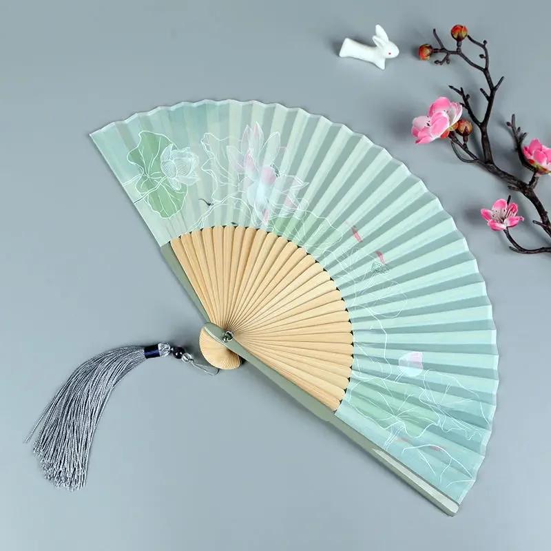 Vintage Chinese Style Portable Folding Fan Party Wedding Dance Hand Fans Summer Bamboo Craft Gift Room Decoration Ornaments New