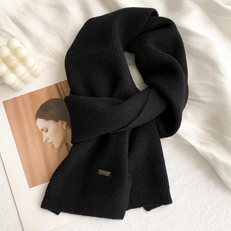 Scarf Women's Winter Scarf Solid Color Versatile Korean New Popular Winter Soft Knitting Men