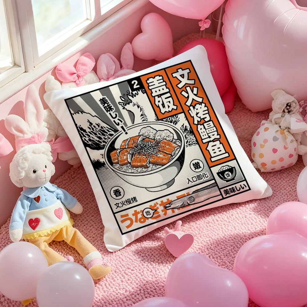 Takoyaki Japanese Food Cushion Cover Pattern Printed Pillowcase for Living Room Sofa Cushion Cover & Bedroom Decor