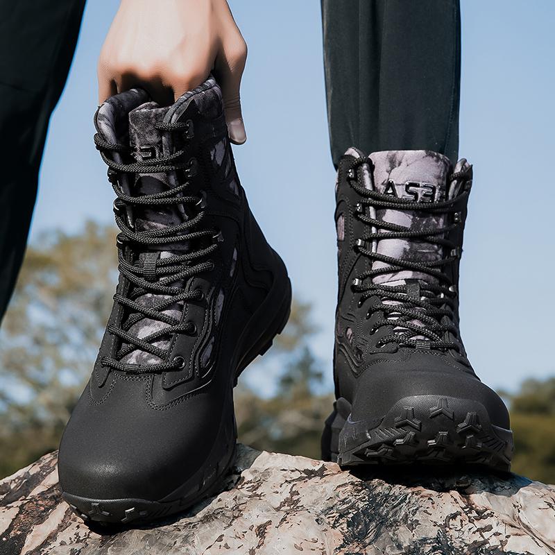 Fashion Non-Slip Ankle Boots Male Mid-Calf Boots Leisure Walk High Top Shoes Outdoor Versatile Botas Wear-Resistant Men Motorcycle Boots