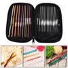 22pcs Stitching Crochet Multi-colour Metal Hooks Needles Soft Handle DIY Craft Handmade with Black Packet Knitting Tool