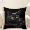 1Pc Black Cat Staring Cute Themed Printed Throw Pillow Cover, Suitable For Sofa, Bedroom, Living Room, Cool Gift For Cat Lovers.