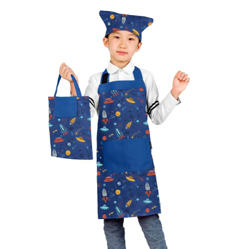 JACKIE&YORK Apron for Kids, Triangle Scarf with Storage Bag, Easy to Put on and Take Off, Unisex, Cute, Simple, Dust-Resistant (Toddler Size (100-120c