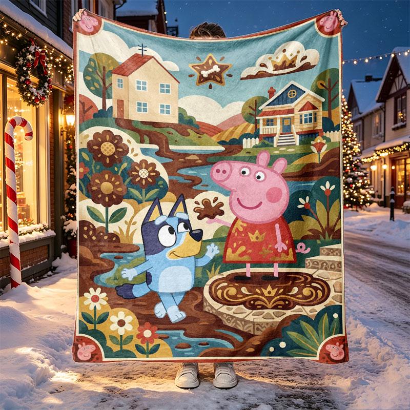 Peppa Pig Pattern Blanket for Home Decoration, Bed, Sofa, Car Travel, Camping, Suitable for All Seasons, Birthday Christmas Gift