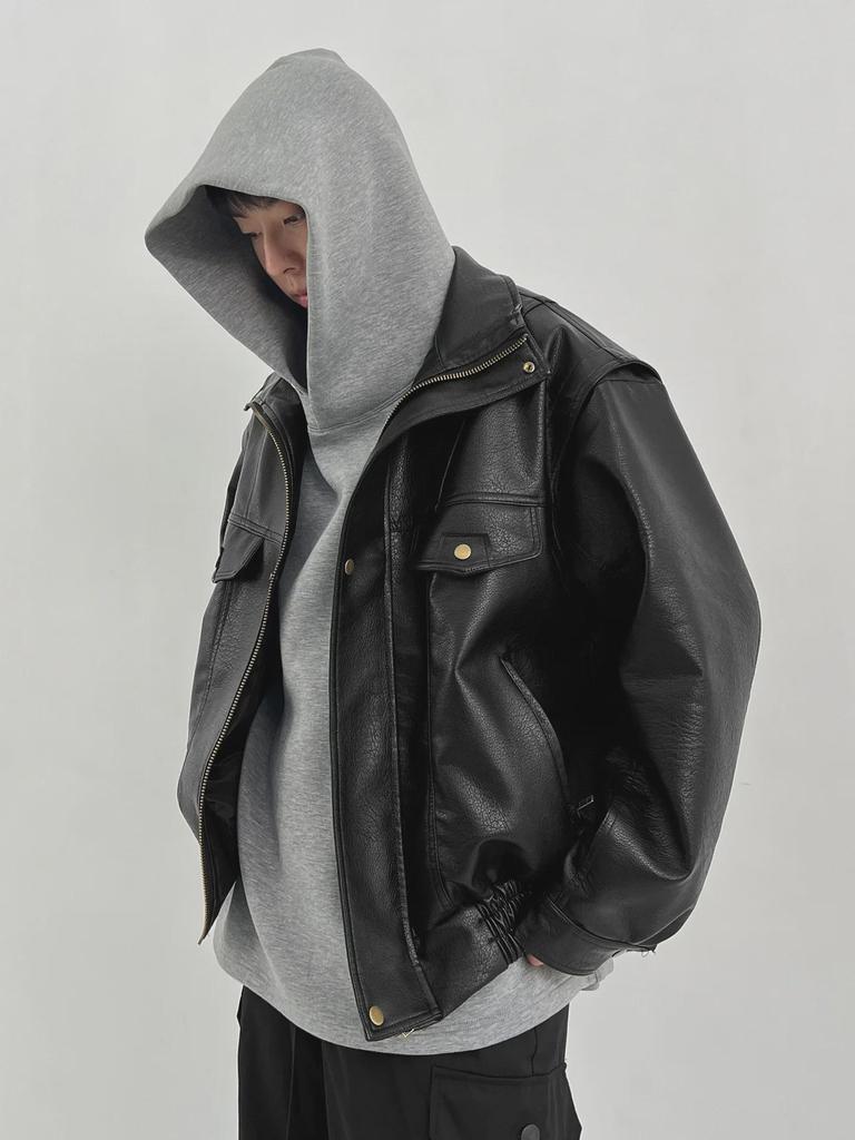 Jaqueta de Piloto Masculina Retrô Americana de Couro PU, Estilo Curto Espesso para Primavera e Outono – Marca Trendy de Alta Qualidade.