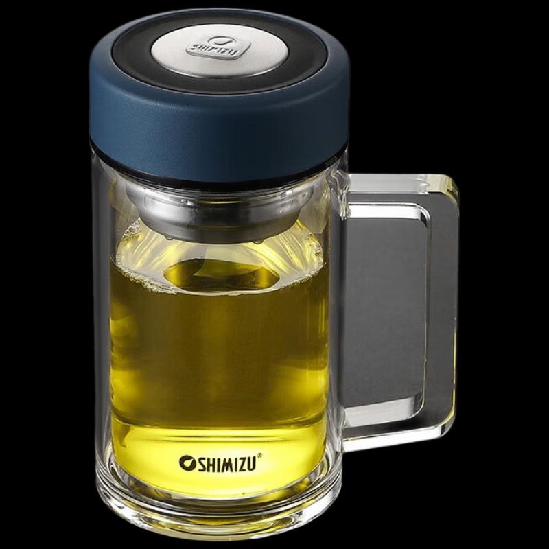 Shimizu Portable Double-Layer Glass Tea Infuser Mug