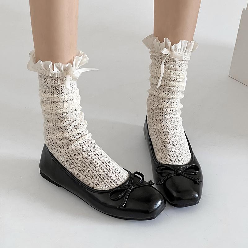 New Elegant Bowknot Ballerina Women's Flats Round Toe Comfort Slip-On Ladies Loafers Leather Single Mules Shoes Zapatos Mujer