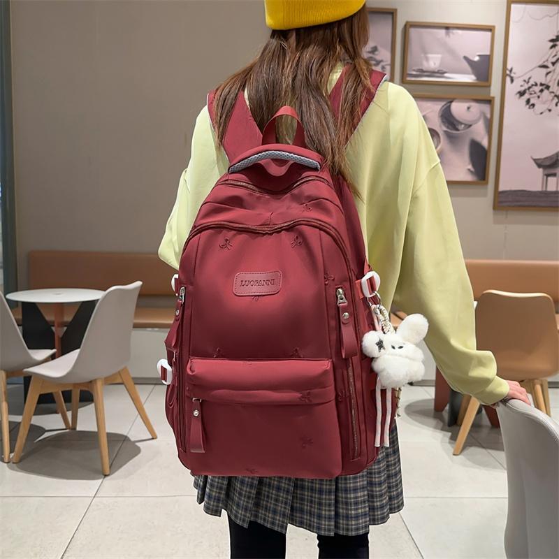 Damen-Rucksack mit Stickerei-Schleife, große Kapazität, Schultasche für Studenten