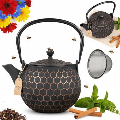 Cast Iron Kettle Bee 1.2L Tea And Herb Infuser Cast Iron