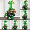 25 Stück grünes Dschungel-Dinosaurier-Digitalset für Jungen-Geburtstagsparty-Dekoration Nummer Ballonsäule Tyrannosaurus rex Feuerdrache