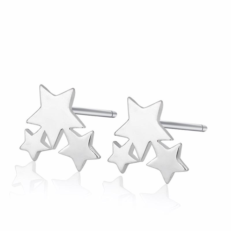 Trendy Silver Star Stud Earrings for Women