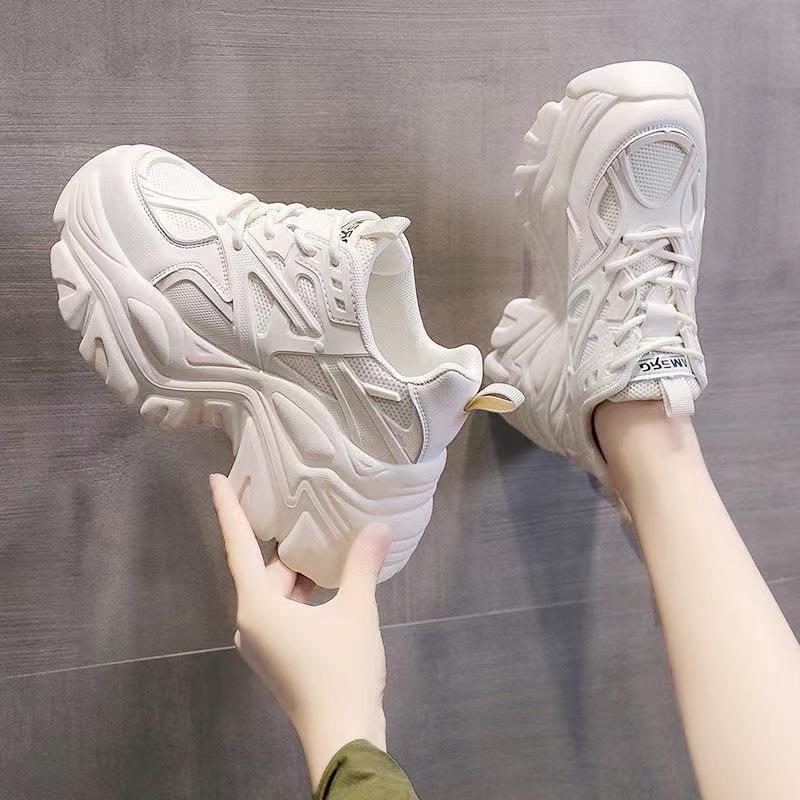 Milk tea color dad shoes women's platform spring 2026 new black sports fried street ins white, heightening shoes