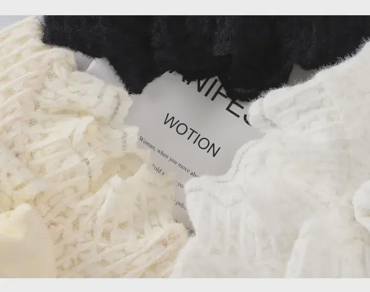 Women's High Neck Rabbit Fur Lace Velvet Top - Soft, Warm, and Stylish for Autumn and Winter