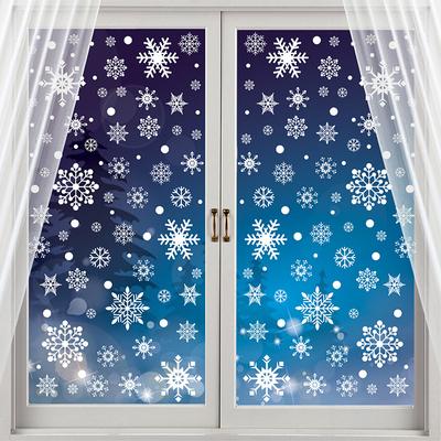 Christmas, White Snowflake Window Stickers, Christmas Glass Stickers, Shopping Mall Store Decorations, Window Decorations, Static Stickers