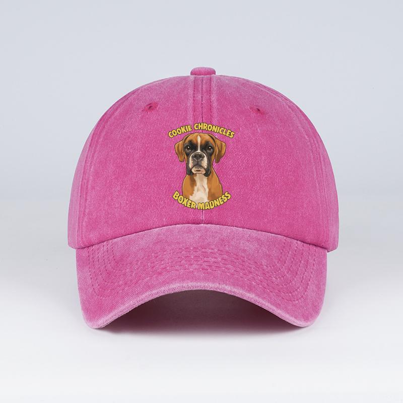 

MLFO Brand Cookie Chronicles Boxer Madness Boxer Print Washed Baseball Cap Soft Comfortable Lightweight Breathable Adjusta