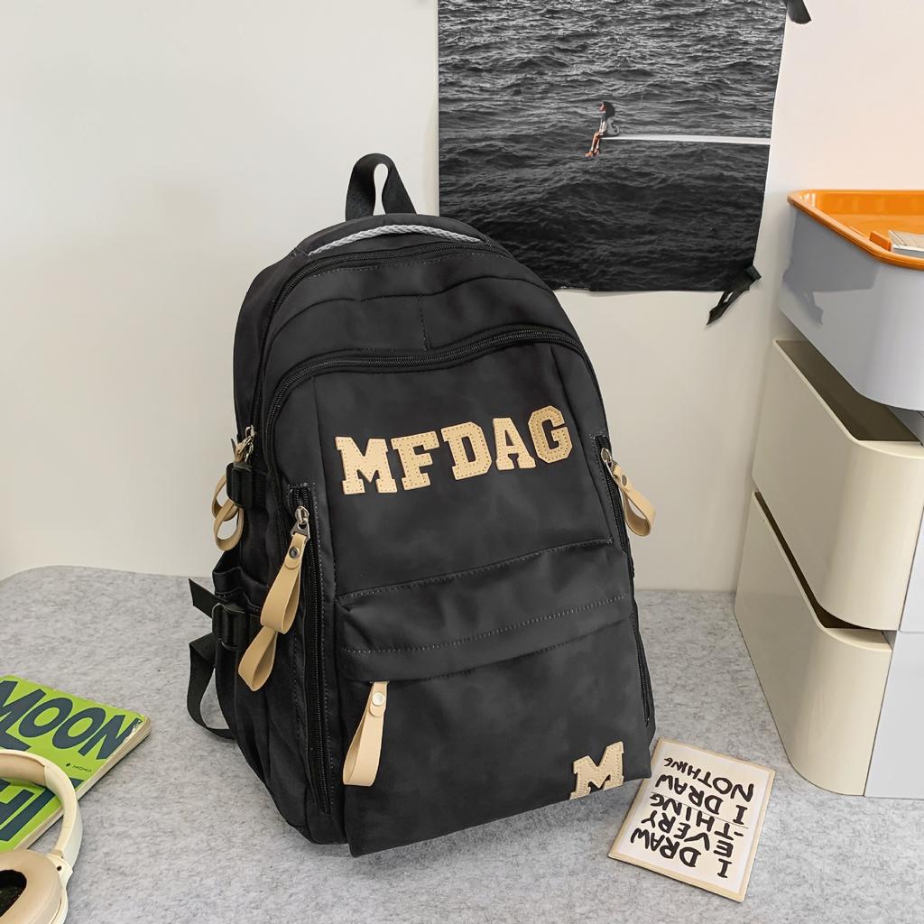 School Bag High Value Letter Back Couple Solid Color Casual Simple Light Outdoor Large Capacity