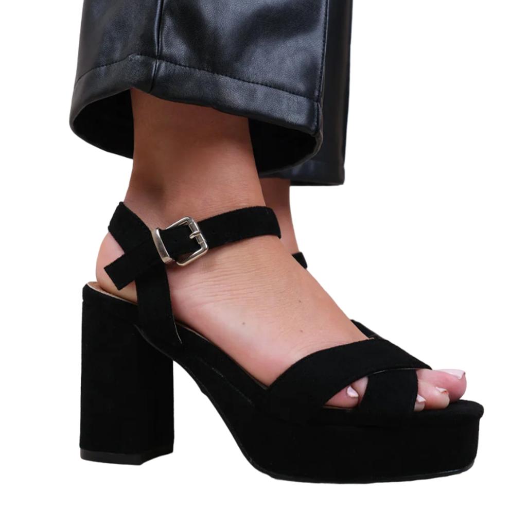 Where's That From Womens/Ladies Marcia Strappy Suede Platform High Heels