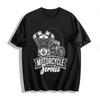 Vintage Motorcycle Service Graphic Casual Tee Pure Cotton T-shirt