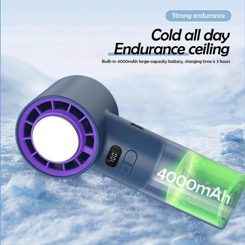 Portable Handheld Turbo Fan 1-100 Wind Speeds Adjustable Mini Refrigeration Fan High Speed Ice Compress Air Cooling Turbo Fans