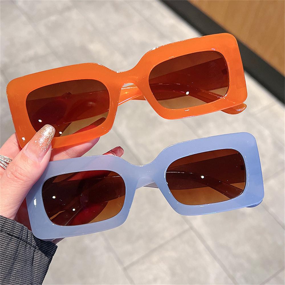 Jelly Color Sunglasses Trendy  Retro Sunglasses Rectangle Eyewear Modern Design UV400 Shades For Summer Fashion Outdoor