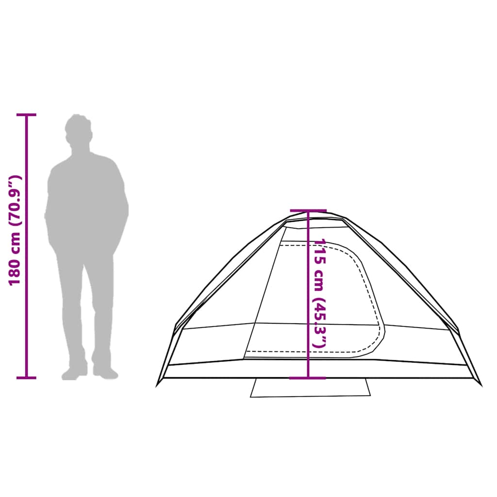Dome Camping Tent for 2 Persons White & Dark Waterproof