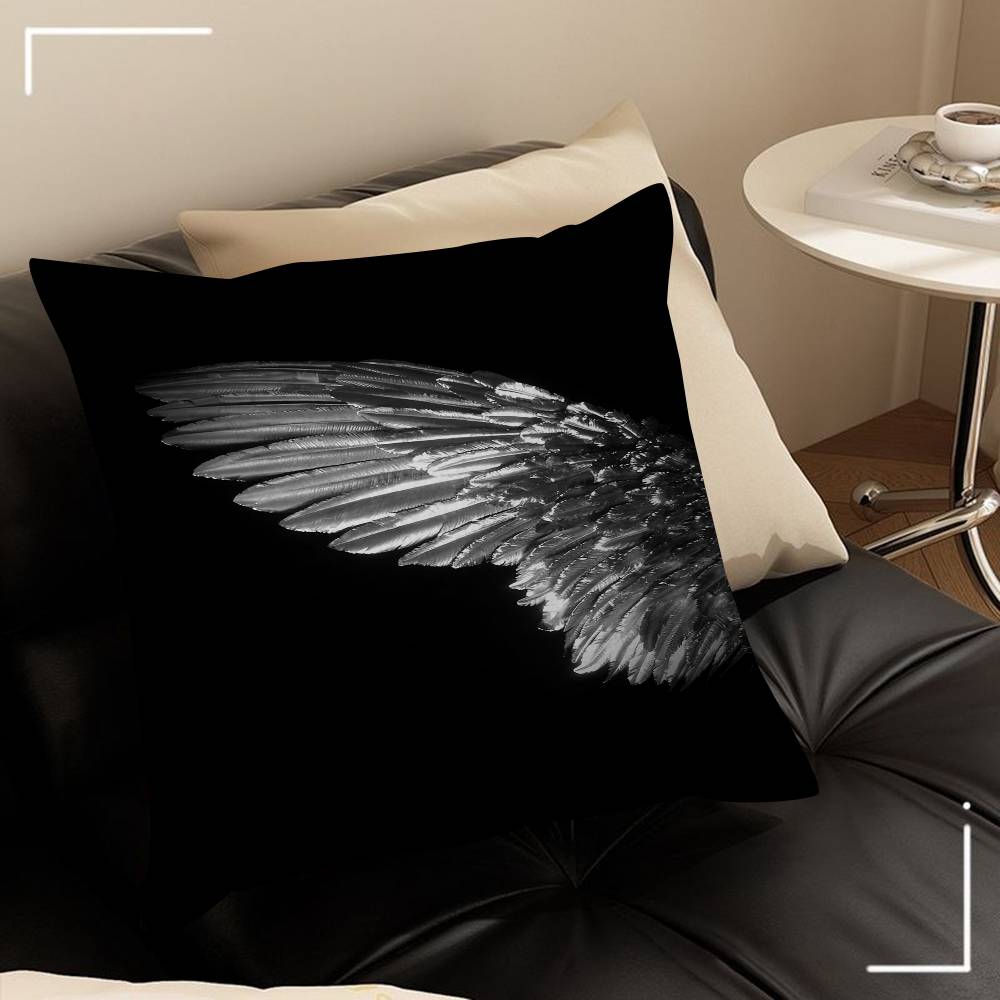 Black White Angel Wings Pillow Gifts Home Office Furnishings Bedroom Sofa Car Cushion Cover Case 45x45cm