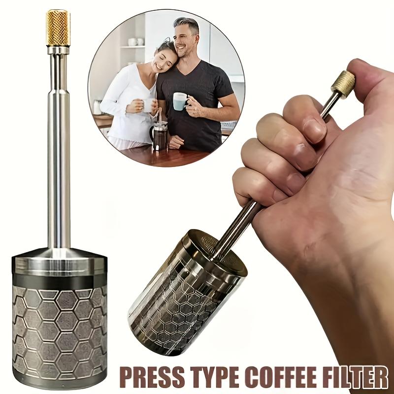 1pc Stainless Steel Manual Coffee Filter - Compact & Space-Saving Design, Durable Coffee Grounds Filter for French Press, Espresso Machines