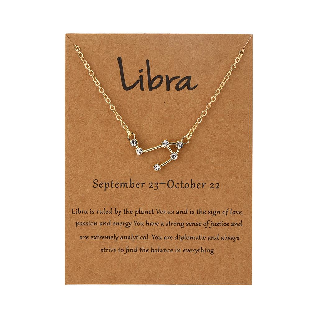 Necklace for Women Zodiac Card Pendant Necklace Ins Simple Personalized Collarbone Chain with Diamond Constellation Necklace Elegant Necklace