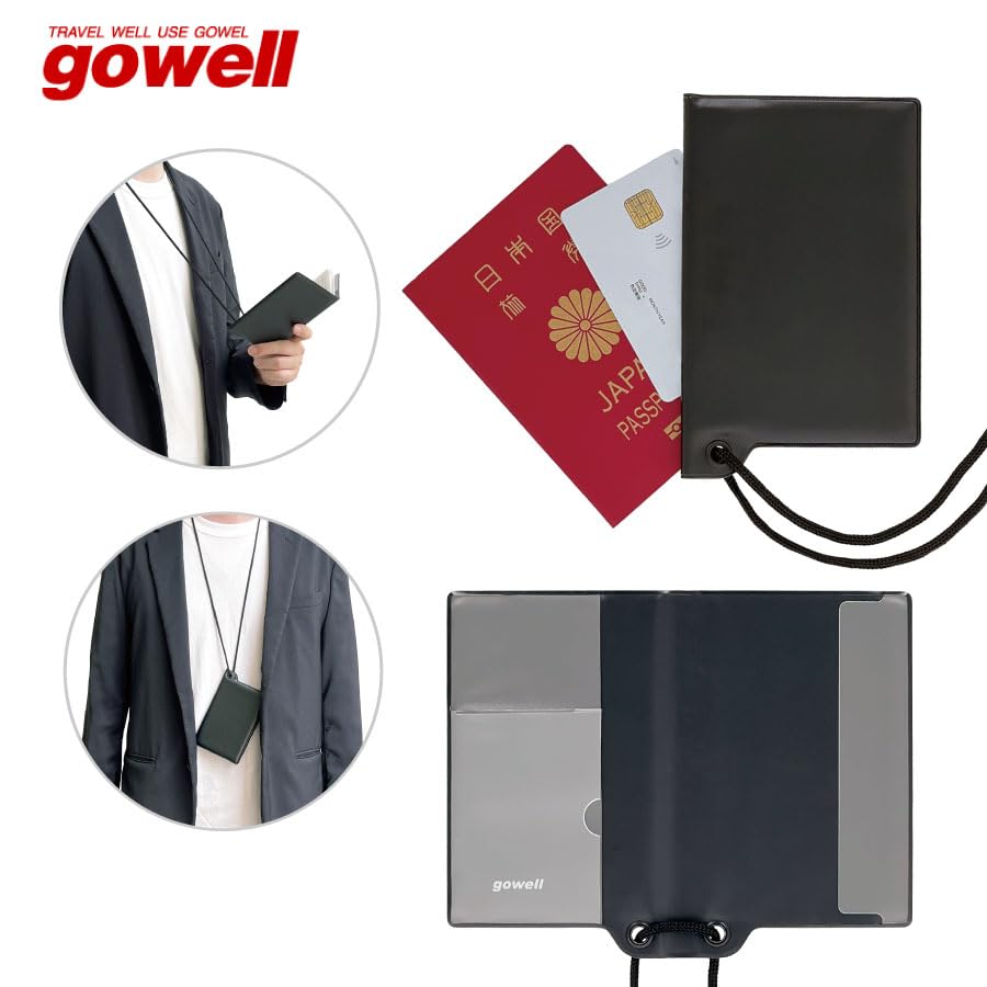 Black Passport Cover Gowell [TradeWorks] Anti-Skimming