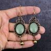 Natural Green Chalcedony Gemstone Copper Wire Wrap Jewelry Earring 3.55" p0p75