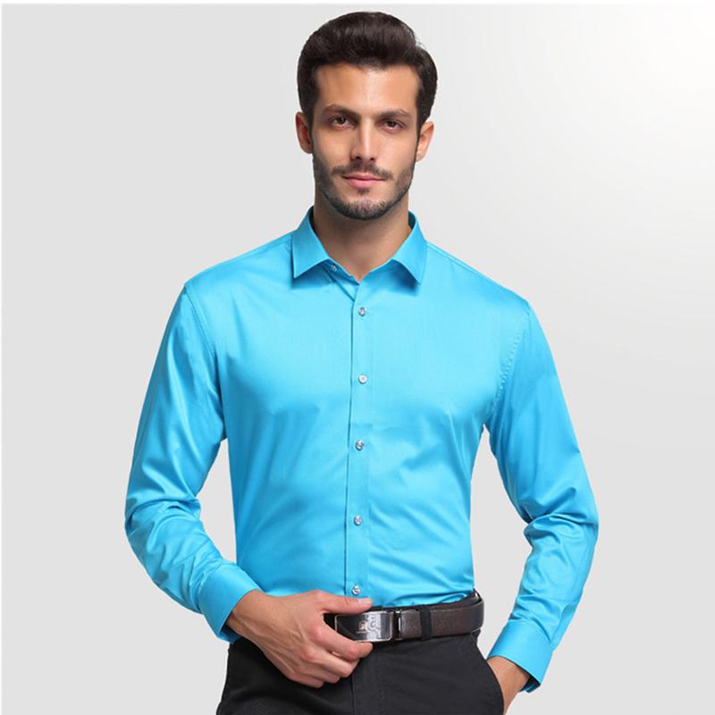 Camisas de Vestir de Manga Larga para Hombre de Fibra de Bambú a la Moda de Alta Calidad Sin Planchado Camisa Formal de Negocios Ropa de Hombre Guapo de Marca