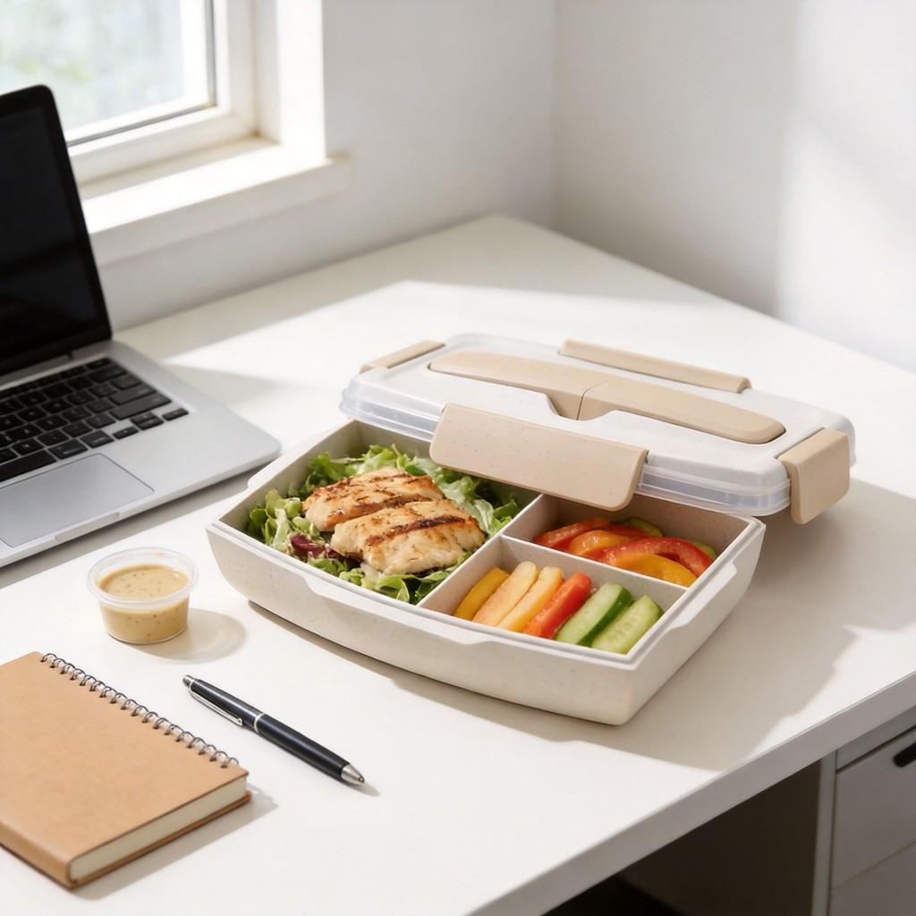 Wheat Straw Bento Box With Sealed Compartments For Adults And Office Lunches