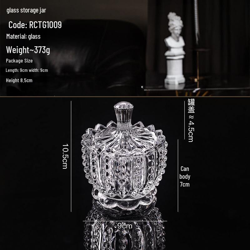European Crystal Candy & Jewelry Glass Storage Box with Lid