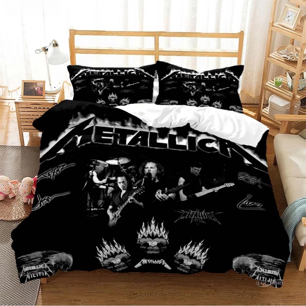 Metal Music Band MMetallica Bedding Collection Single Twin Full Queen King Size Bed Collection Adult Kid Bedroom Duvet Cover Collection Home Textile