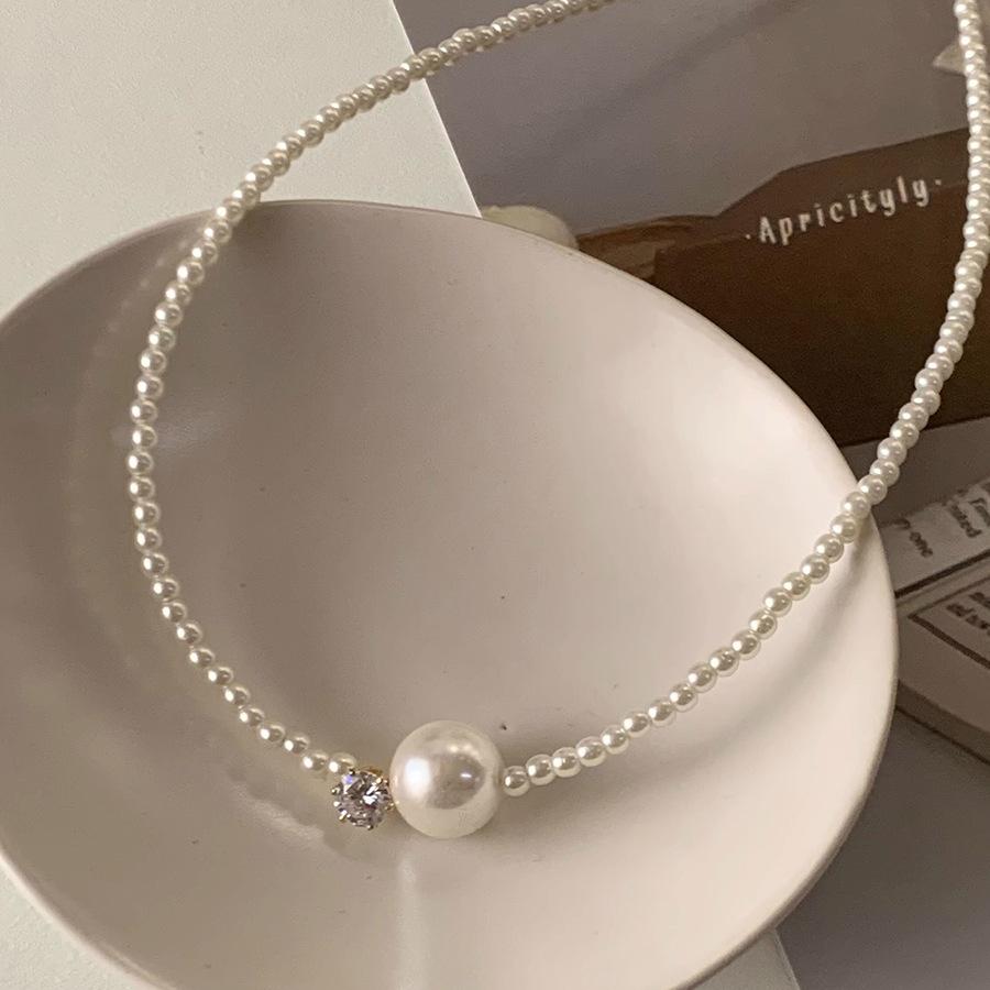 

Жемчужное циркониевое ожерелье, простой темперамент, высококлассная цепочка на ключицу, универсальная модная нишевая бижутерия в стиле легкой роскоши