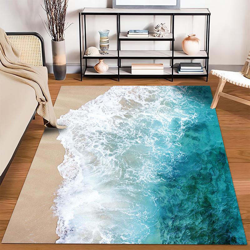 Aesthetic Ocean Wave Carpet Rug for Trendy Home Decor Suitable for Use As an Anti-slip Game Mat for Living Room and Bedroom Sofas