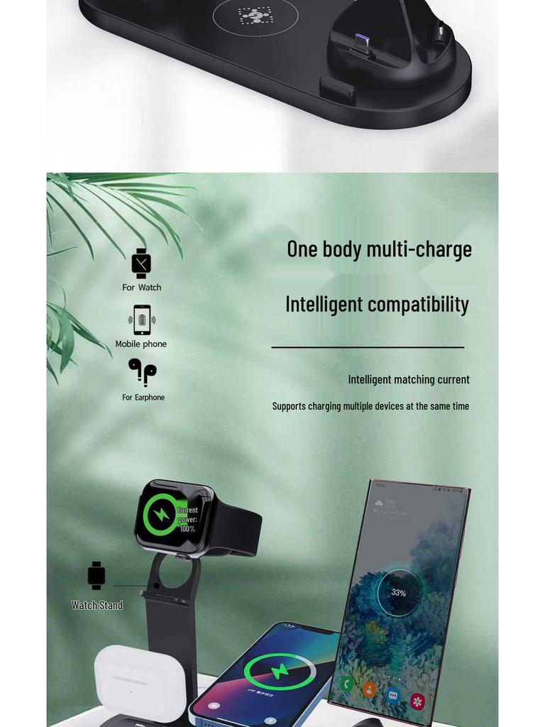 Certified 15W 3-in-1 Wireless Charging Stand for iPhone, Watch & Earbuds