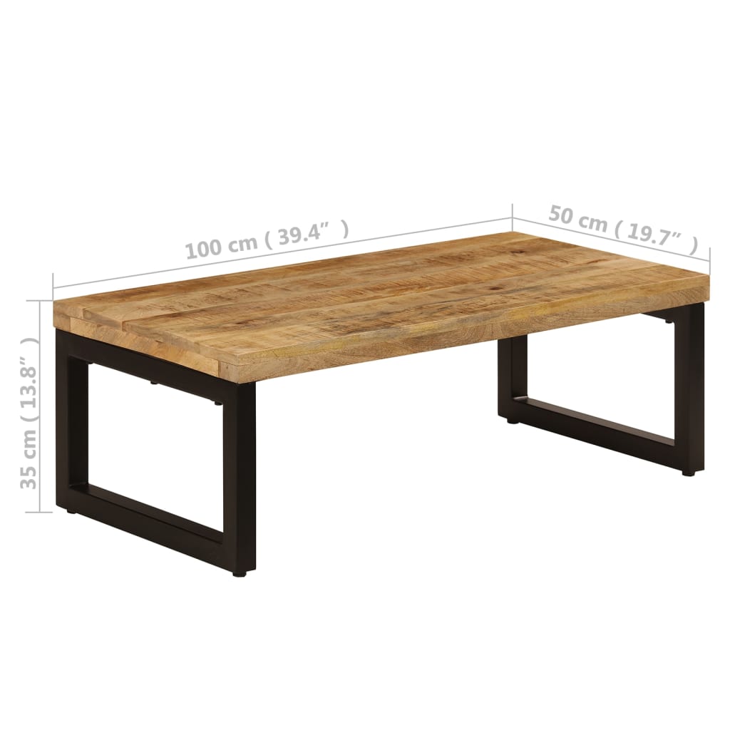 Coffee Table 100 X 50 X 35 Cm Solid Mango Wood and Steel