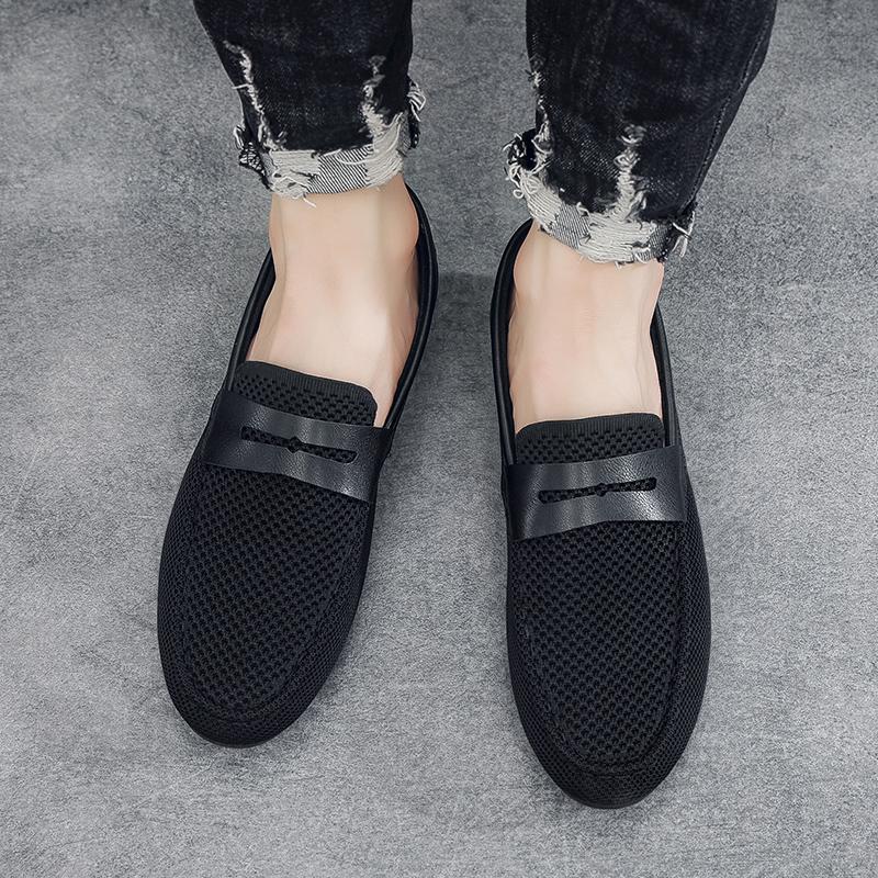 Mens breathable casual  shoes summer outdoor anti slip soft sole comfort walking shoes business Hollow out leather shoes